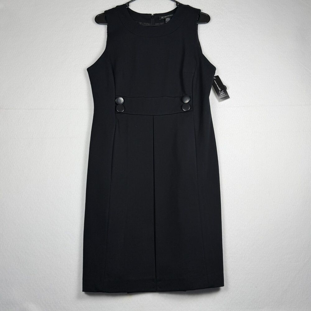 INC International Concepts Petite Black Sheath Dress 14P Career Midi NWT